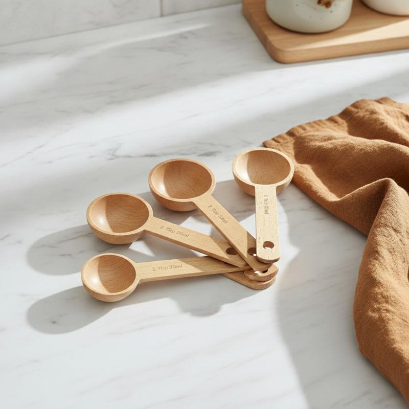 Kitchen Gadgets Gift - Drewniana miarka kuchenna 7.5-45ML, przenośna, z