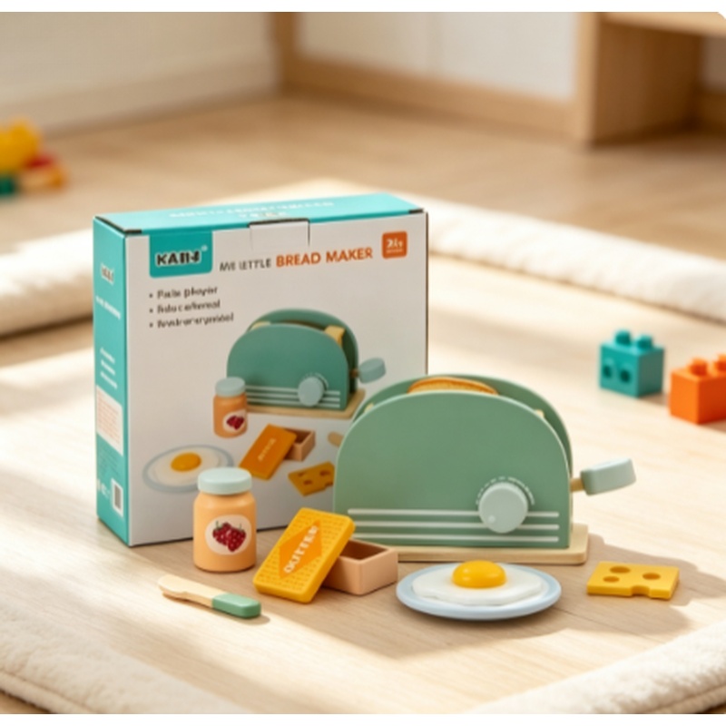 Kitchen Gadgets Kids - Drewniany Toster Zabawka Symulacja Kuchni Zestaw