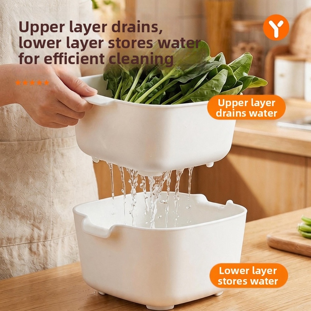 Kitchen Home Gadgets - Dwupoziomowy kosz do odsączania wody, ażurowa